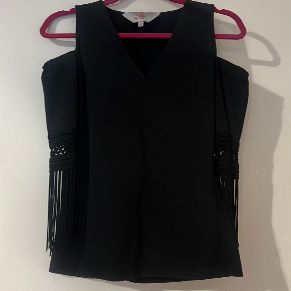 Roja Cold Shoulder Fringe Top